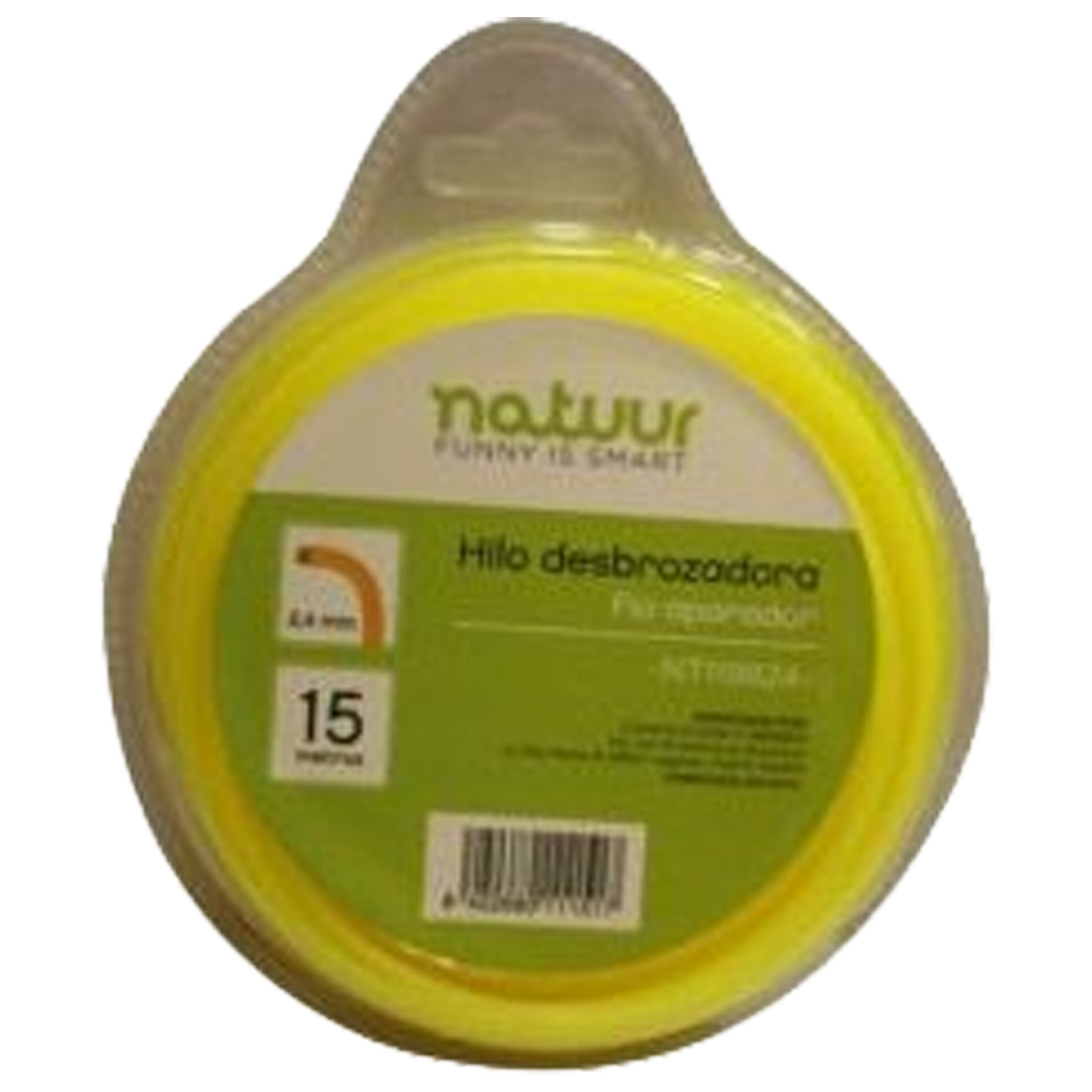 Detalle de hilo para desbrozadora de 2.4 mm de diametro en nylon resistente.