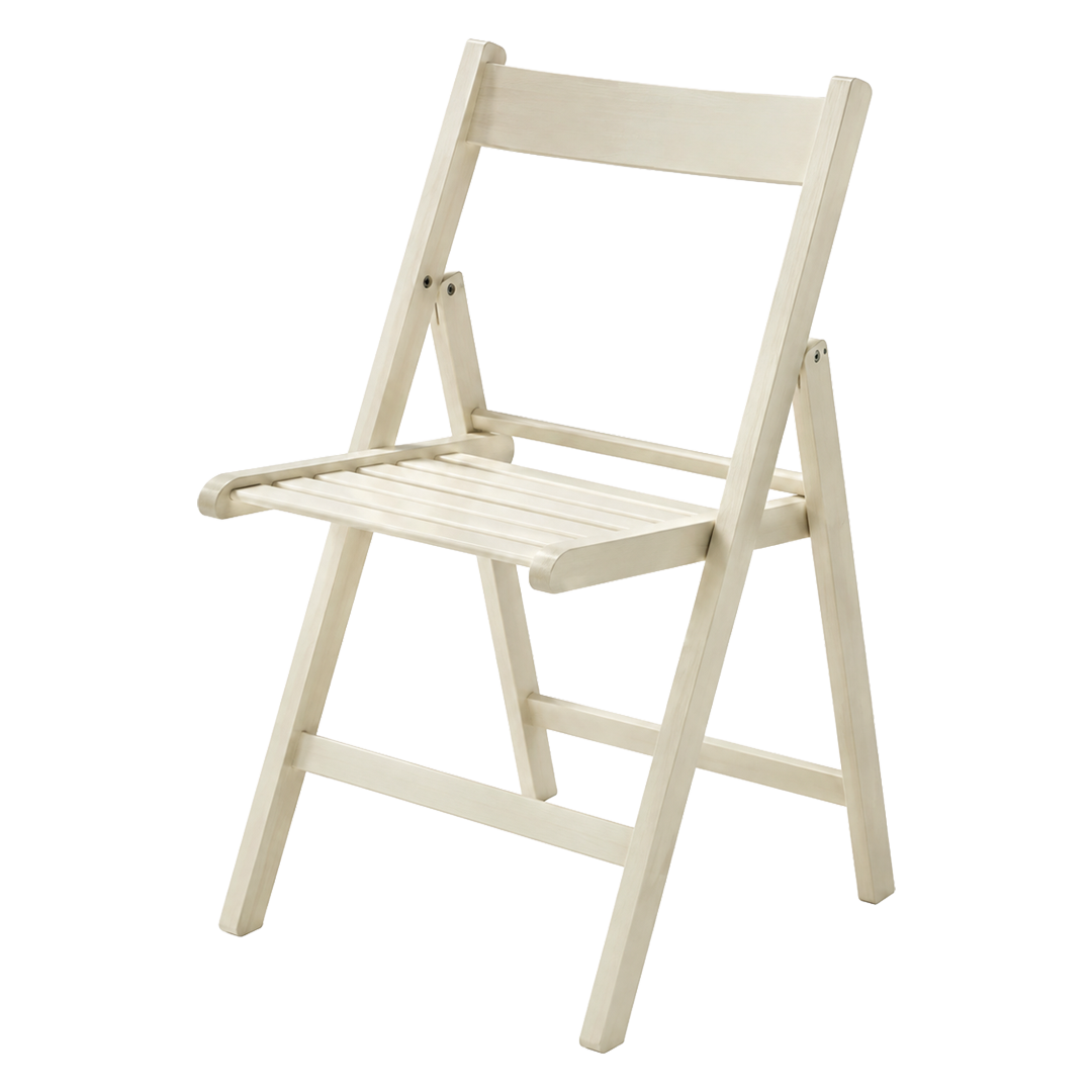 Silla plegable de madera maciza de haya blanca Vivahogar vista frontal.