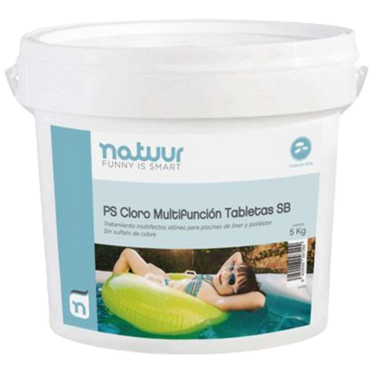 Cubo de cloro multifuncion 5 kg Natuur especial para piscinas de liner.