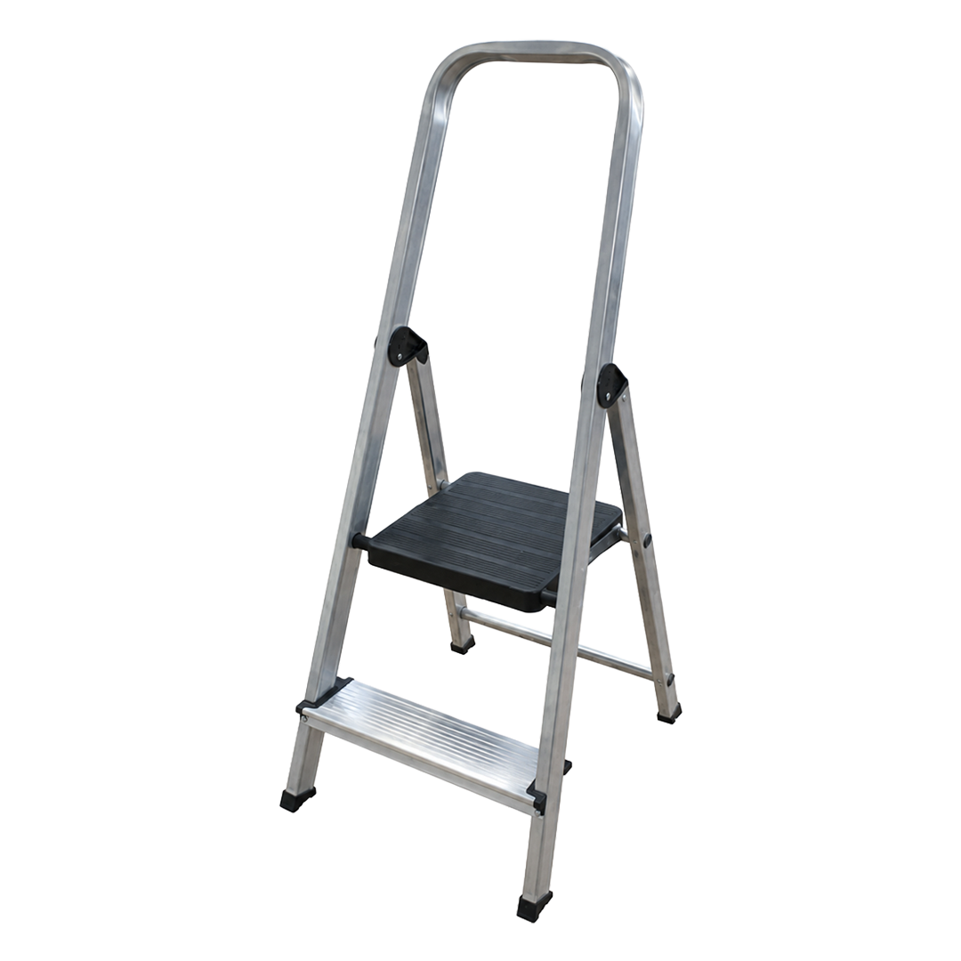 Escalera de aluminio doméstica de 2 peldaños Ambit certificada EN 131.