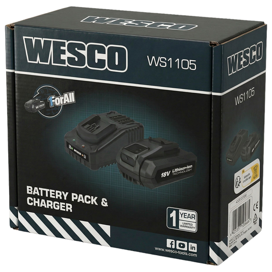 Detalle técnico de los indicadores LED de carga en cargador Wesco montado en pared
