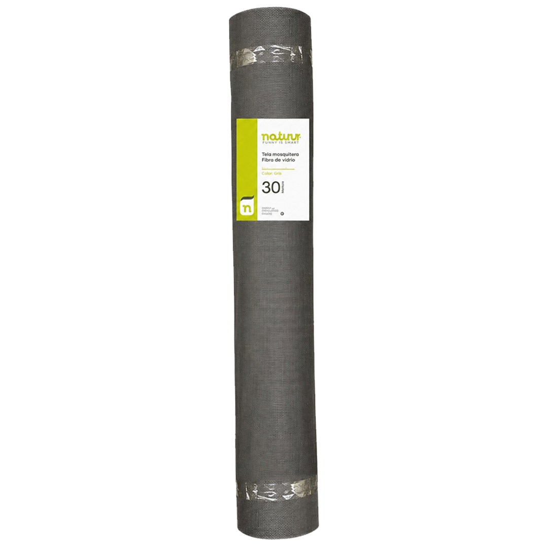 Rollo de malla mosquitera de fibra de vidrio gris Natuur para ventanas y puertas.