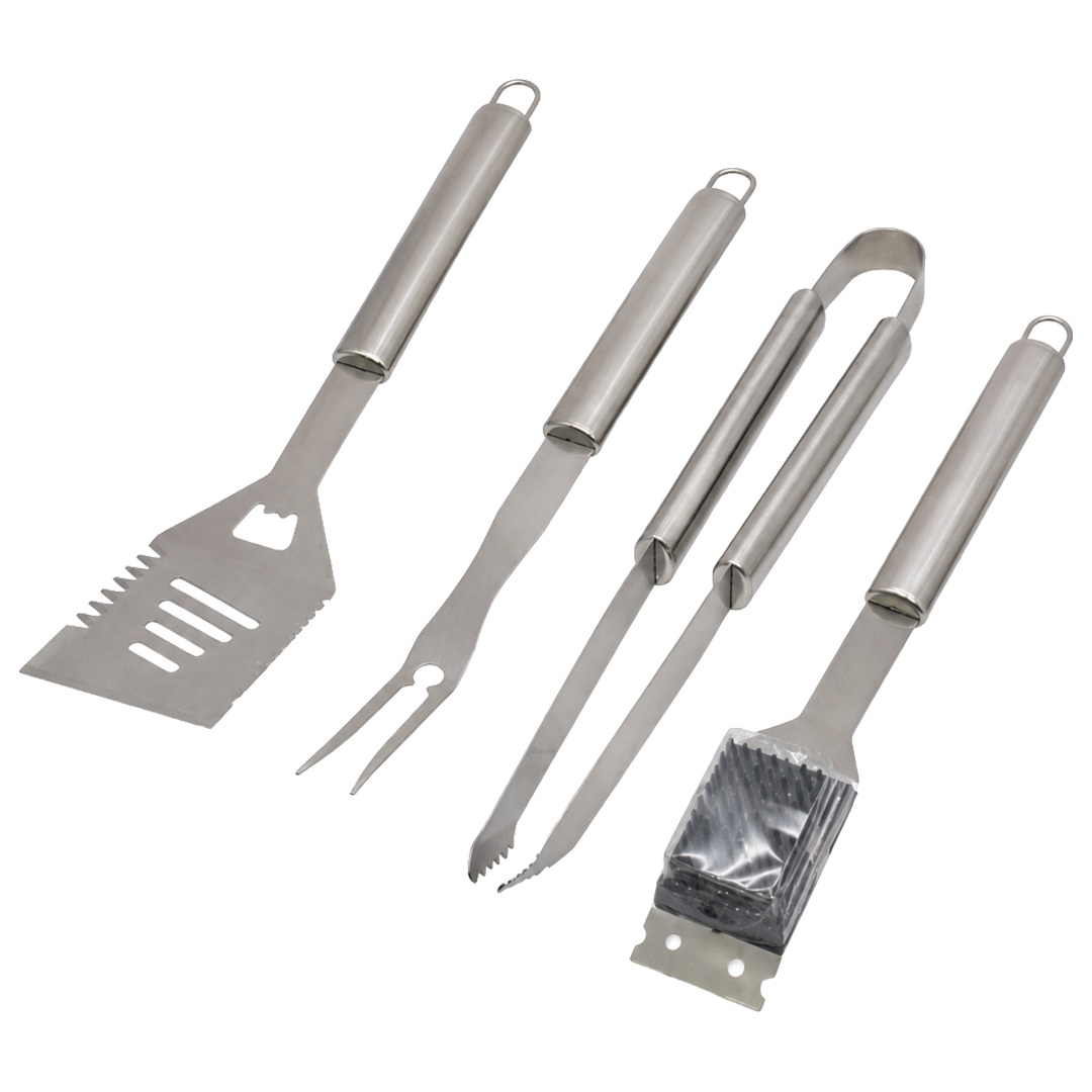 Utensilios de barbacoa Natuur con espatula pinza tenedor y cepillo.