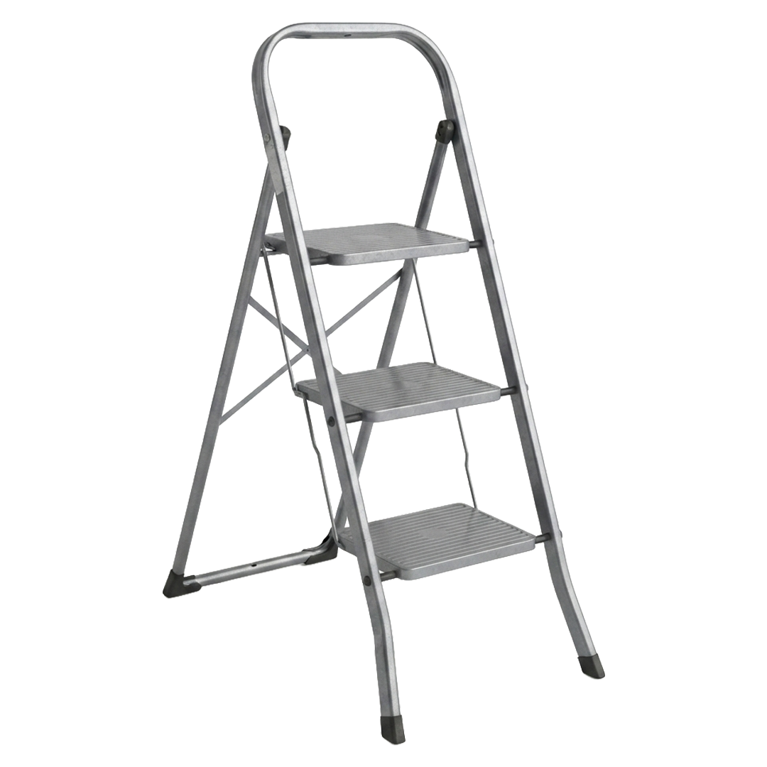 Taburete escalera Praktico Ambit 3 peldaños gris hasta 150 kg ref 23005468.