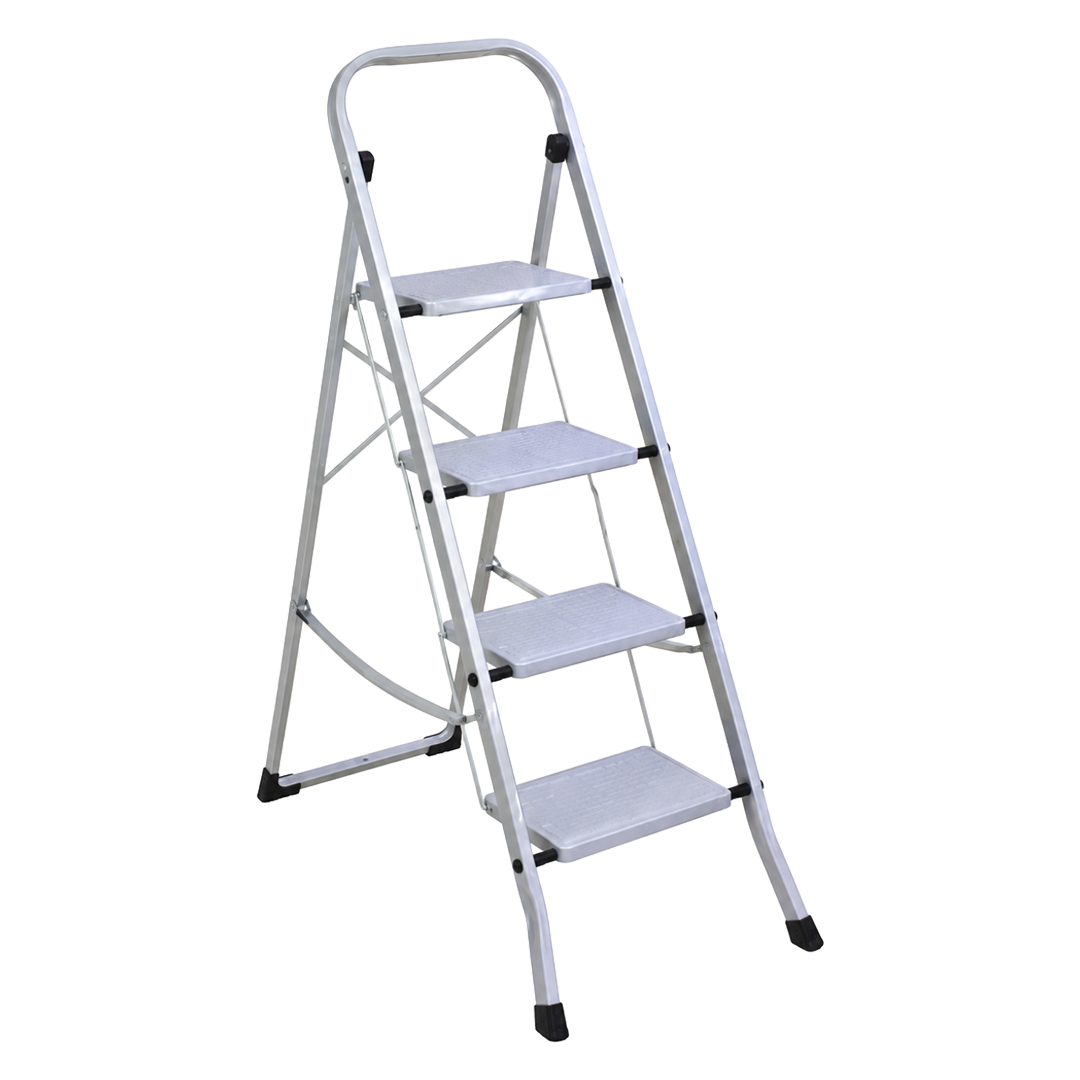 Taburete escalera plegable de 4 peldaños Ambit Praktiko gris.