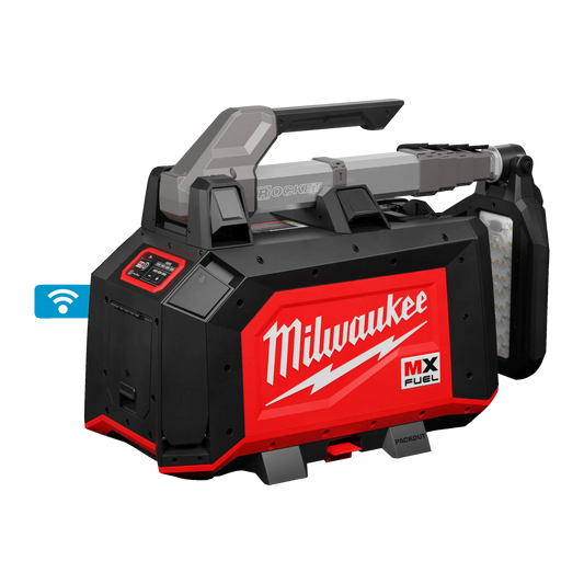 Torre de iluminación industrial Milwaukee MX FUEL de 15000 lúmenes con mástil extendido