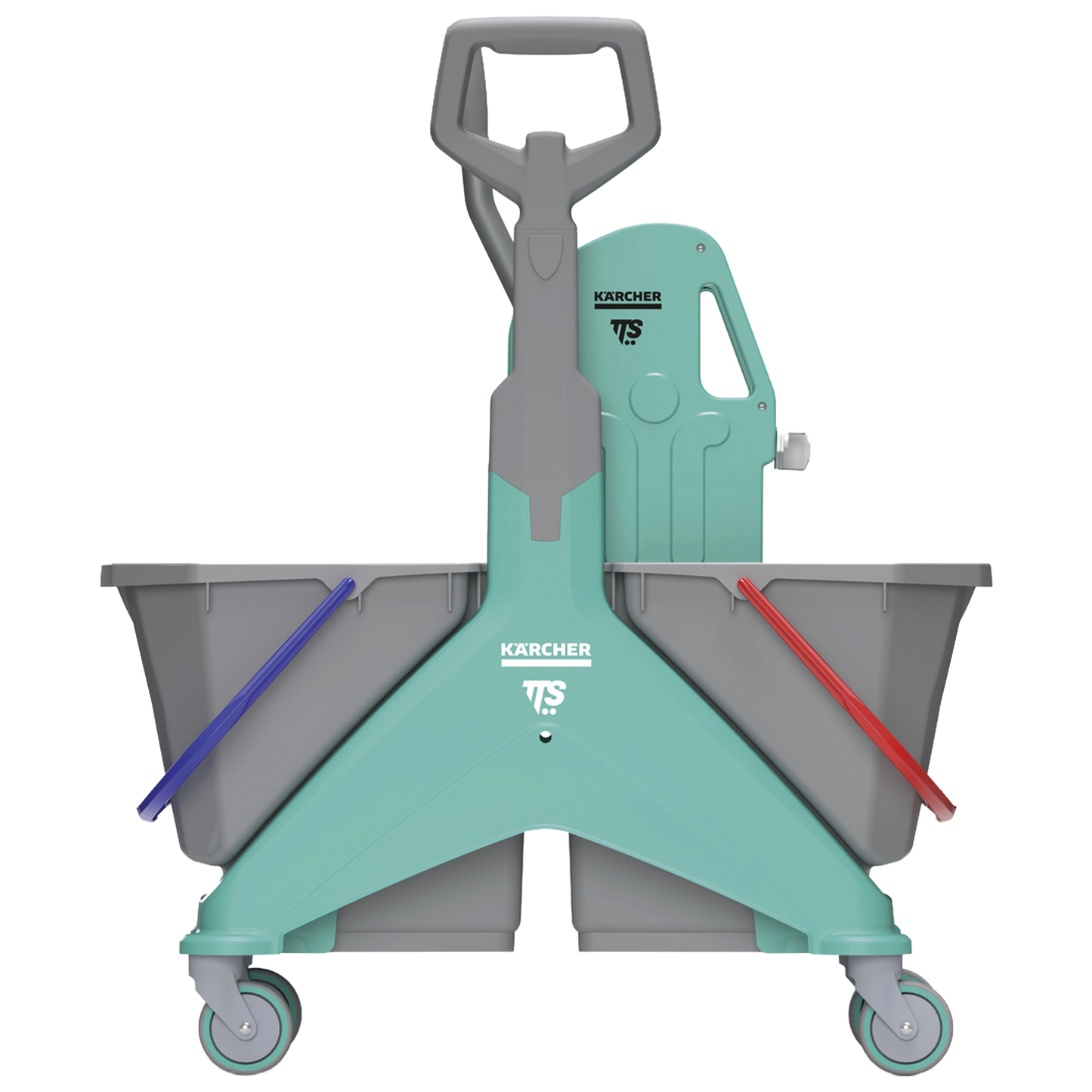 Carro de fregado industrial Premium Balde Doble con dos cubos de 25 litros, escurridor y ruedas con paragolpes.