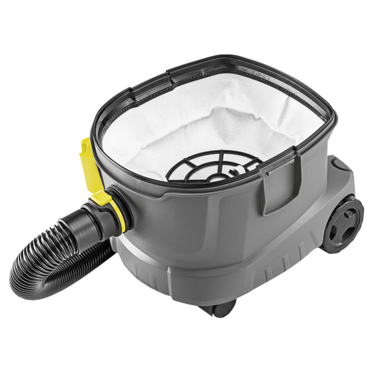 Aspirador en seco T 11/1 Classic compacto y robusto de 850 W, ligero y silencioso (61 dB), con depósito de 11 litros y uso profesional en hoteles y hospitales.