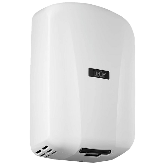 Secamanos ThinAir TA-ABS de alta velocidad con cubierta de plástico ABS, perfil ultradelgado de 10 cm, ideal para baños públicos y espacios de alto tráfico.