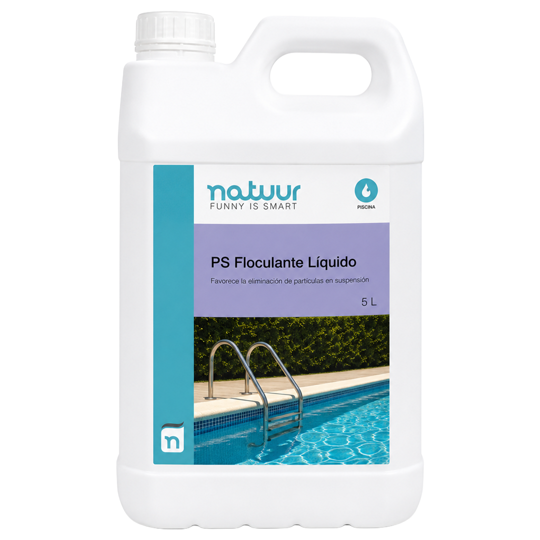 Floculante liquido especial Natuur de 5 L para clarificacion de agua de piscina.