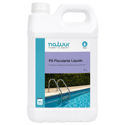 Floculante liquido especial Natuur de 5 L para clarificacion de agua de piscina.