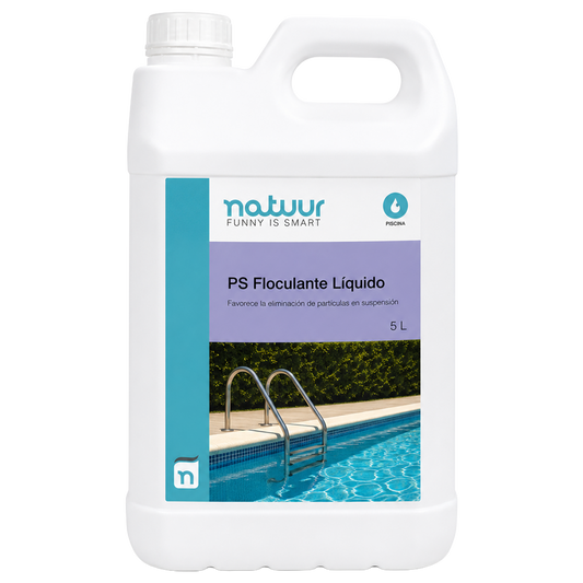 Floculante liquido especial Natuur de 5 L para clarificacion de agua de piscina.