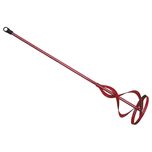 Detalle del eje de 10 mm de la varilla mezcladora, compatible con taladros estándar y máquinas de mezclar.
