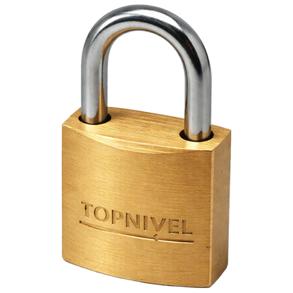 Candado de seguridad 20 mm de latón con arco corto, compacto y resistente, ideal para armarios, taquillas, puertas y uso interior o exterior.