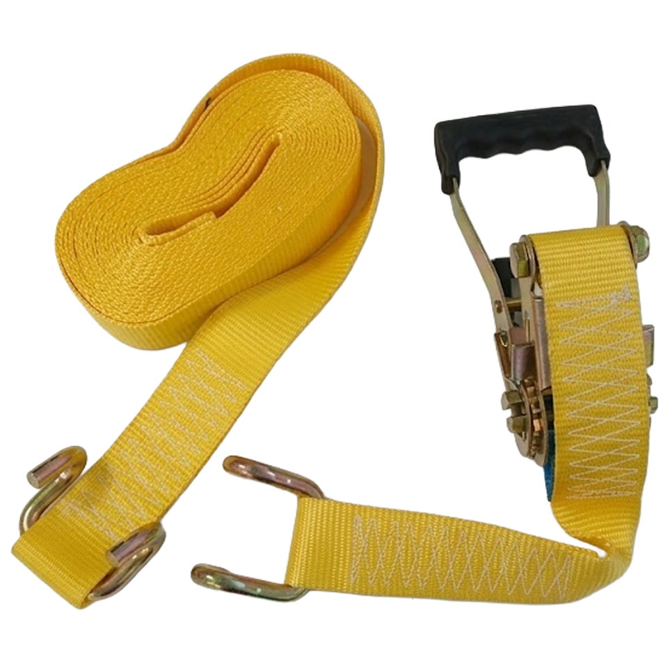 Sistema de trincaje industrial Nivel de 50mm y 8.5 metros con tensor de trinquete reforzado y bolsa de transporte negra.