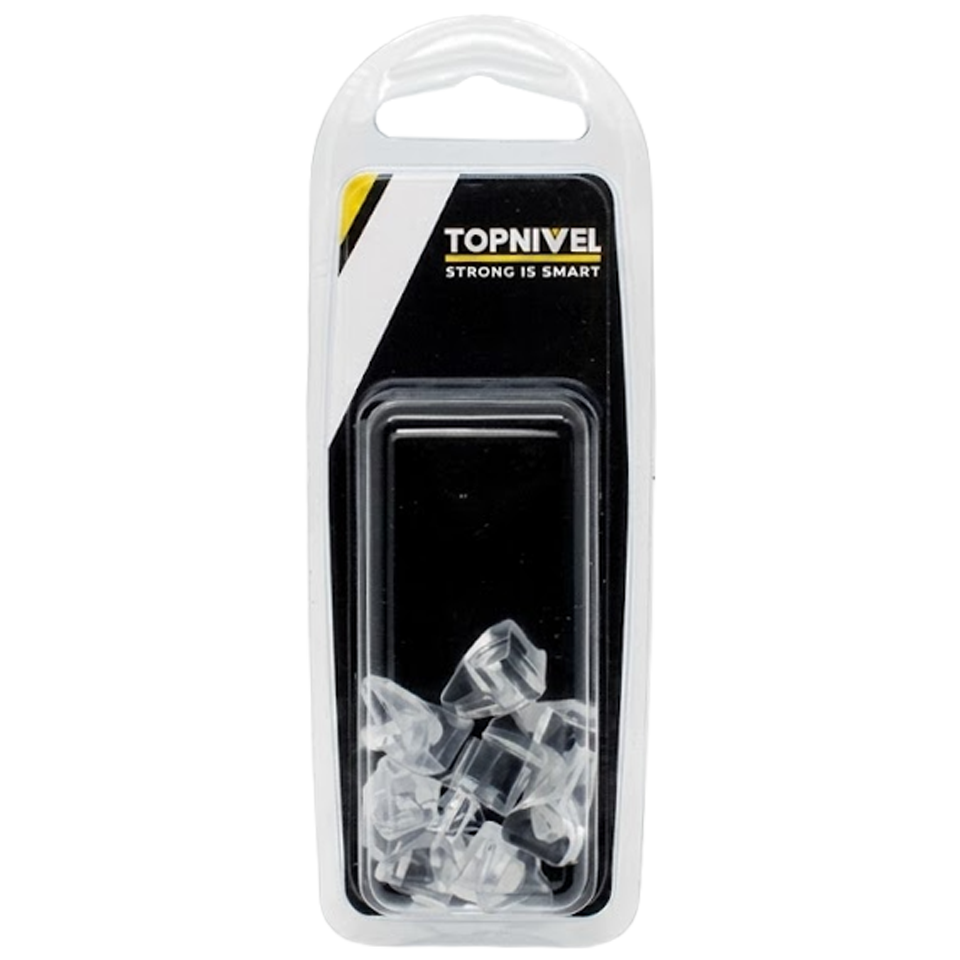 Pack de 8 soportes portaestantes transparentes Nivel, con diseño de perno redondo para muebles.