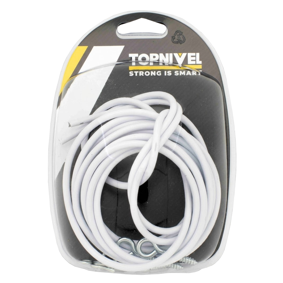 Rollo de espiral para visillo de 3 metros forrado en color blanco, ideal para colgar cortinas ligeras.