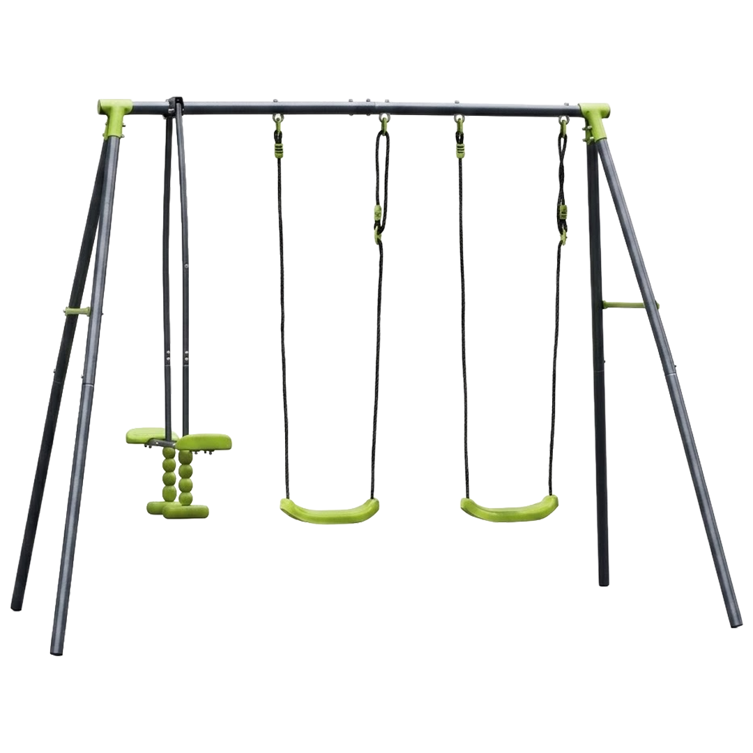 Columpio de jardin infantil Natuur con 2 columpios y 1 caballito 2.69x1.53x1.95 m.