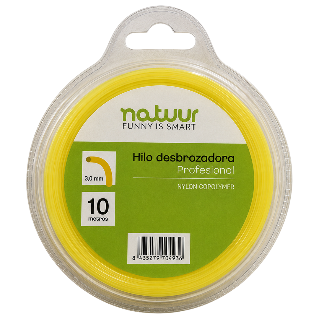 Hilo de nylon cuadrado Natuur de 3.0 mm x 10 m para desbrozadora.