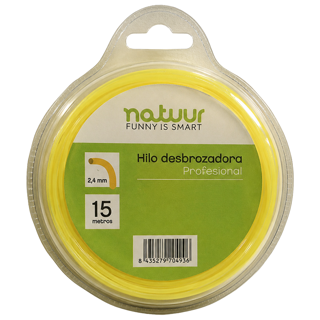 Hilo de nylon cuadrado Natuur de 2.4 mm x 15 m para desbrozadora.