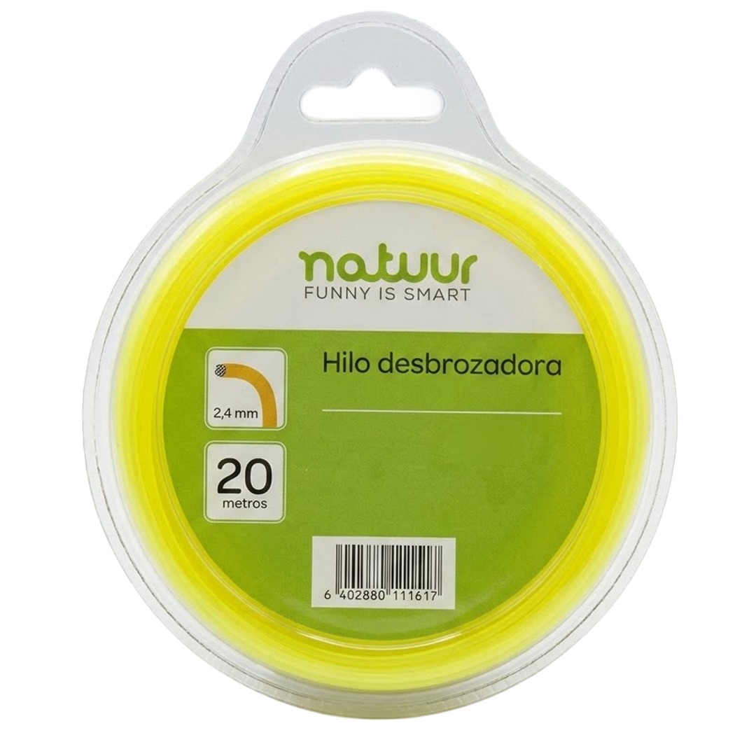 Hilo de nylon redondo Natuur de 2.0 mm x 20 m para desbrozadora de jardin.