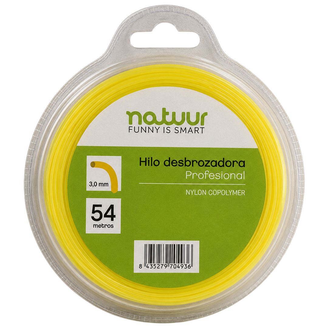 Hilo de nylon redondo Natuur de 3.0 mm x 54 m para desbrozadora profesional.