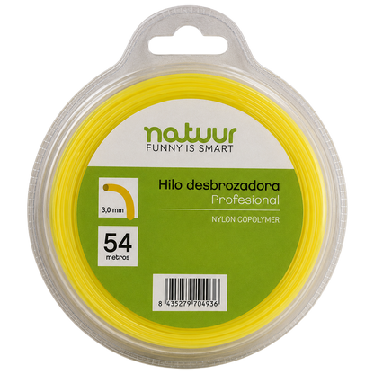 Hilo de nylon redondo Natuur de 3.0 mm x 54 m para desbrozadora profesional.