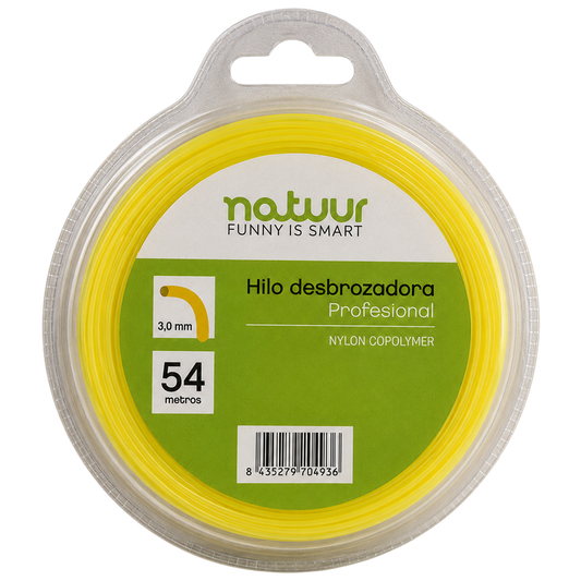 Hilo de nylon redondo Natuur de 3.0 mm x 54 m para desbrozadora profesional.