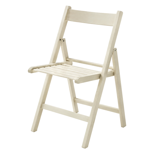 Silla plegable de madera maciza de haya blanca Vivahogar vista frontal.