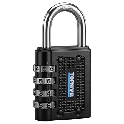 Candado de seguridad Nivel de 40mm en color negro mate con arco corto y sistema de combinación programable de tres dígitos.