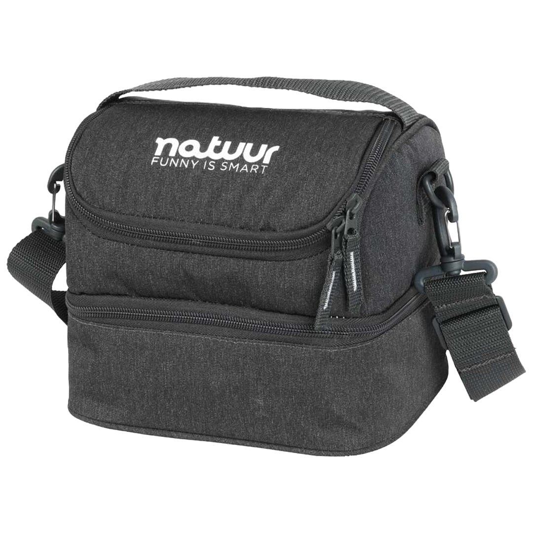 Bolsa portaalimentos flexible Natuur de 22x17x18 cm en color gris con doble compartimento