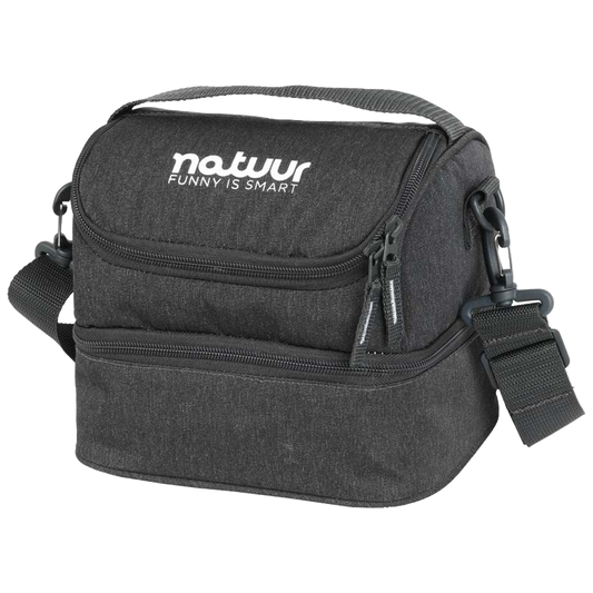 Bolsa portaalimentos flexible Natuur de 22x17x18 cm en color gris con doble compartimento