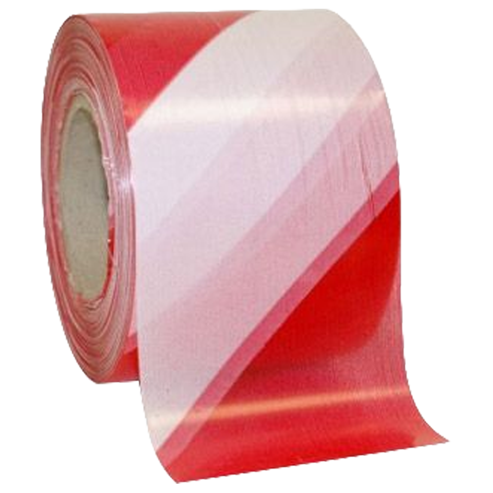 Primer plano de la cinta de señalización de 70mm de ancho mostrando el acabado brillante y la visibilidad de los colores por ambas caras.