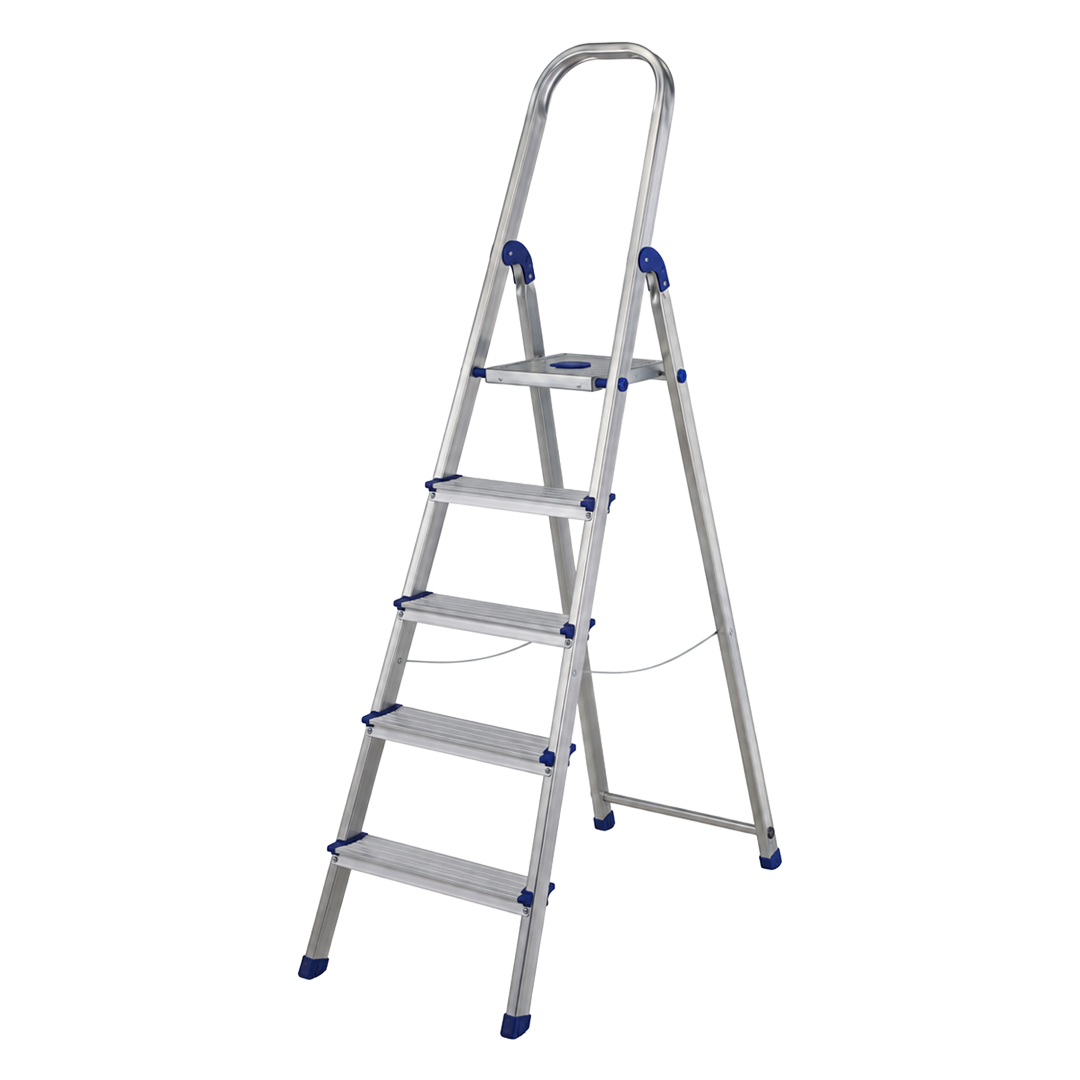 Escalera de aluminio de tijera Ambit de 7 peldaños anchos ref 132061.