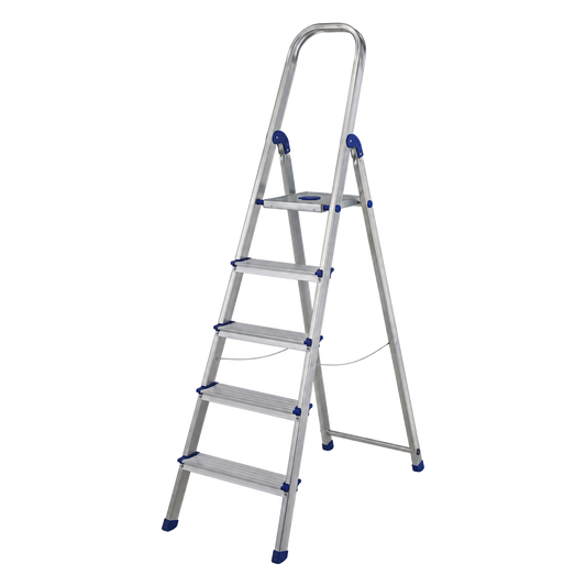 Escalera de aluminio de tijera Ambit de 7 peldaños anchos ref 132061.
