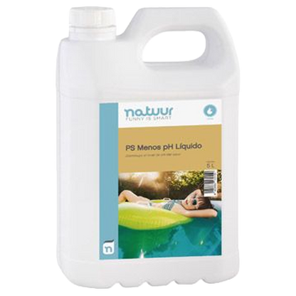 Garrafa de reductor de pH liquido Natuur 5 litros para mantenimiento de piscina.