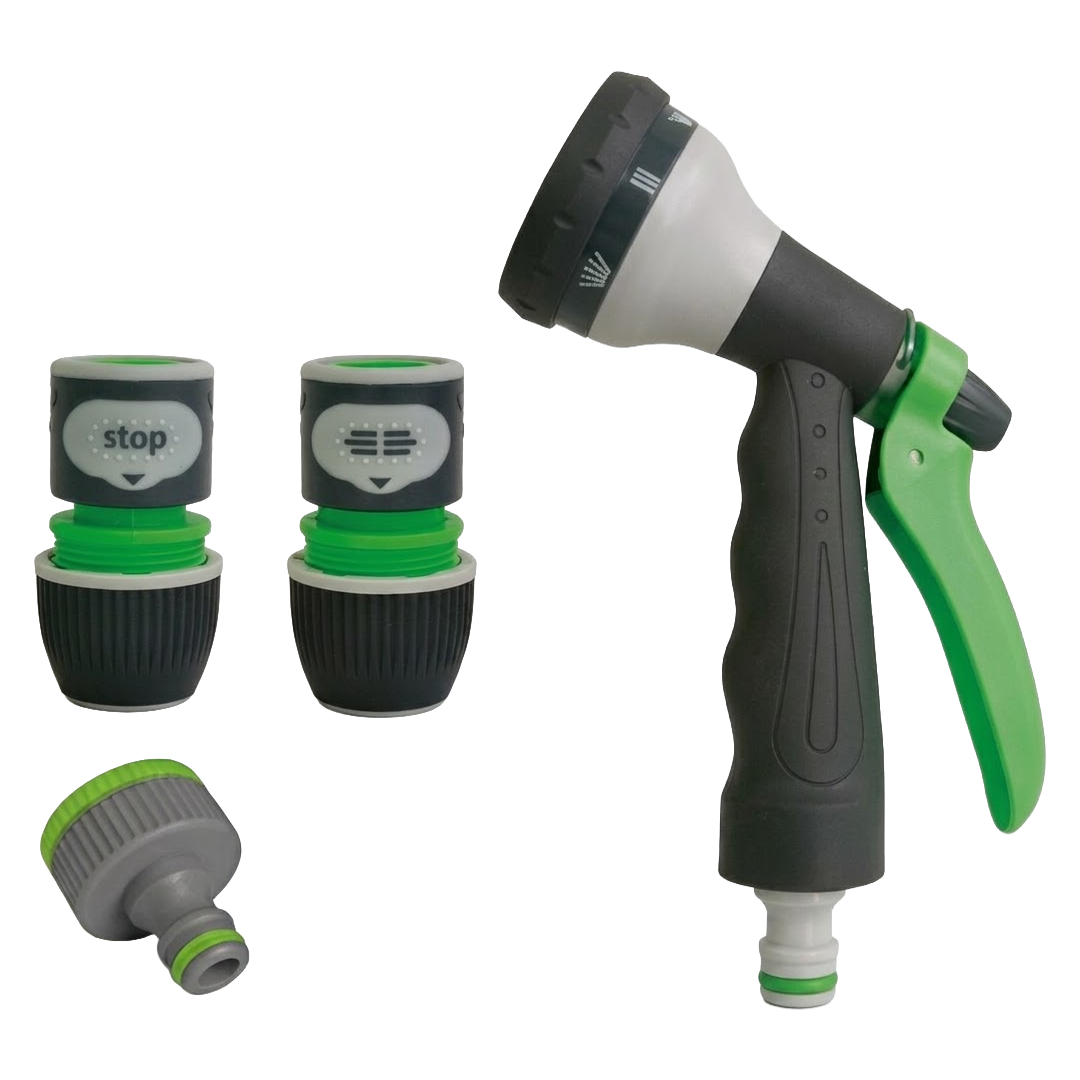 Kit de pistola rociadora de riego Natuur con 3 conectores de 15 mm.