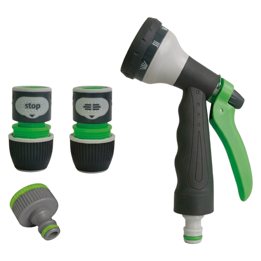 Kit de pistola rociadora de riego Natuur con 3 conectores de 15 mm.