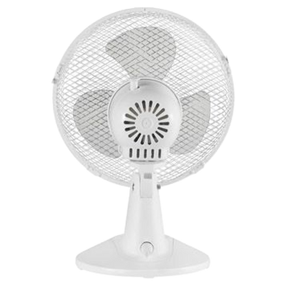 Ventilador de sobremesa Sonedas ubicado en un escritorio de oficina, resaltando su diseño compacto y discreto.