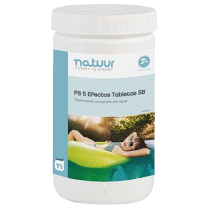 Tabletas de cloro 5 acciones Natuur para desinfeccion de piscinas.