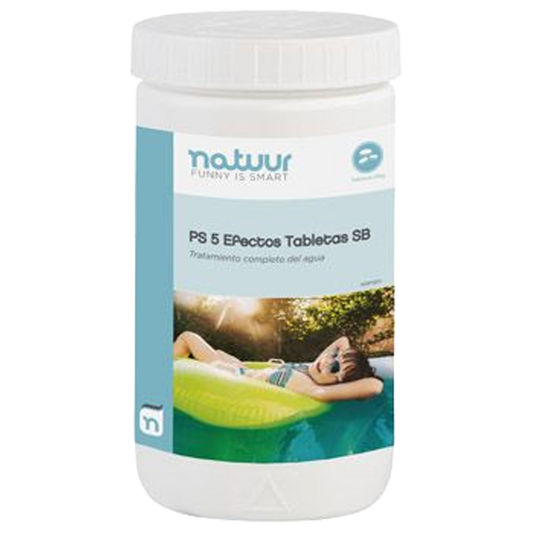Tabletas de cloro 5 acciones Natuur para desinfeccion de piscinas.