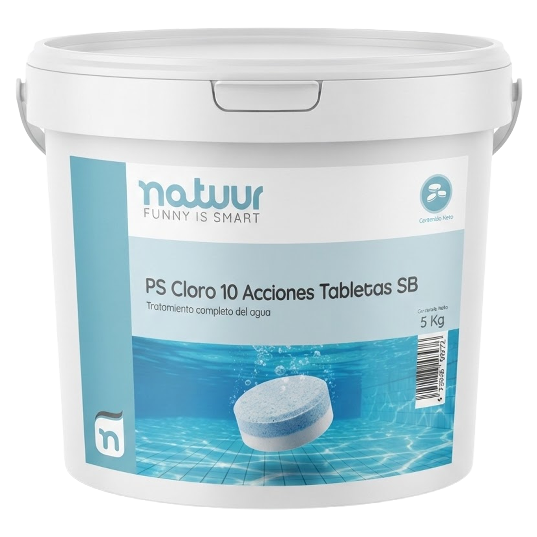 Envase de cloro multifunción 10 acciones en tabletas 5 kg Natuur ref 141998.