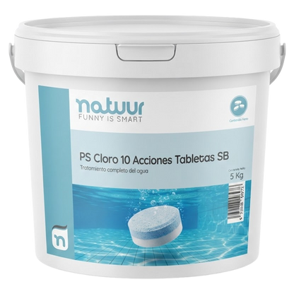 Envase de cloro multifunción 10 acciones en tabletas 5 kg Natuur ref 141998.