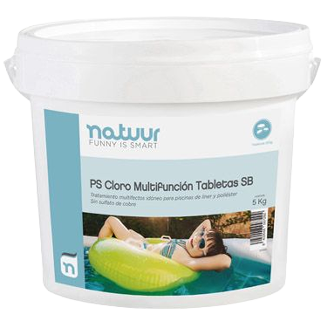 Cubo de cloro multifuncion 5 kg Natuur especial para piscinas de liner.