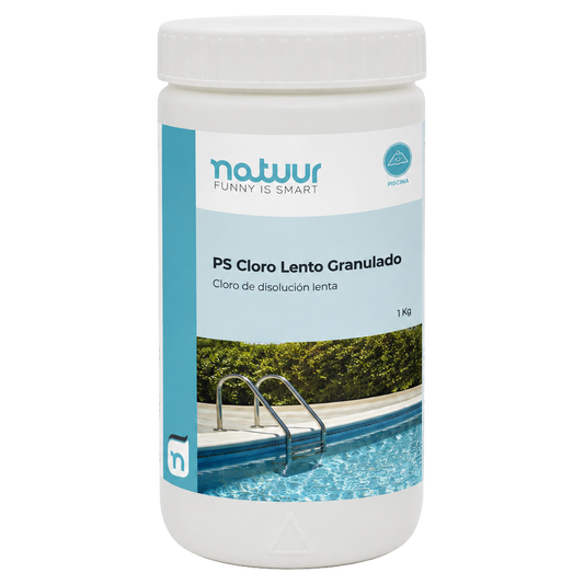 Cloro disolucion lenta granulado Natuur de 1 kg para mantenimiento de piscinas.