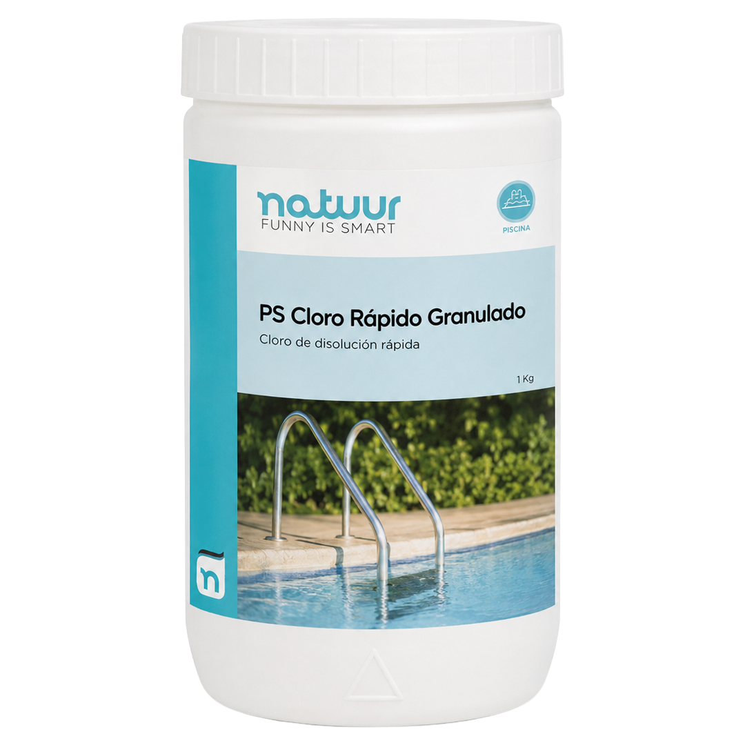 Cloro rapido granulado Natuur de 1 kg para tratamiento de choque en piscinas