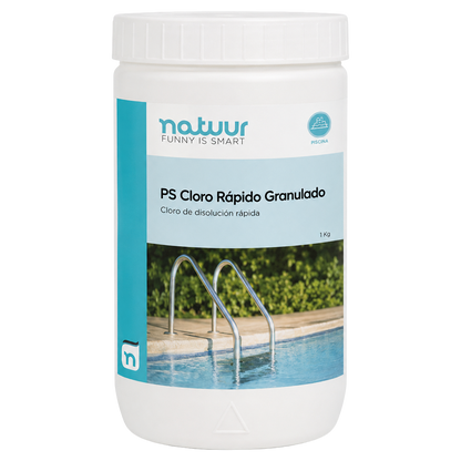 Cloro rapido granulado Natuur de 1 kg para tratamiento de choque en piscinas