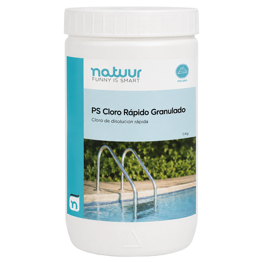 Cloro rapido granulado Natuur de 1 kg para tratamiento de choque en piscinas