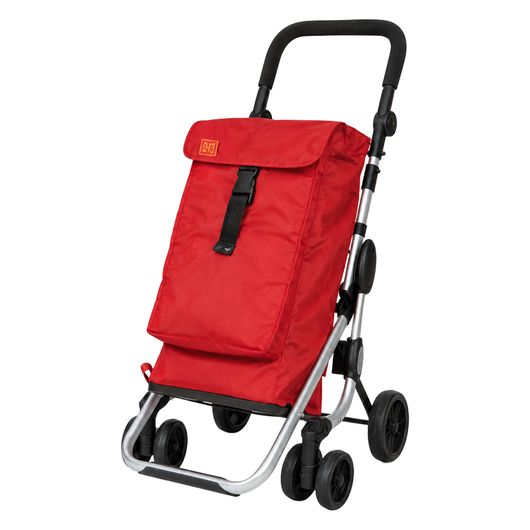 Carro de compra de 4 ruedas Go Up rojo Ambit plegable.