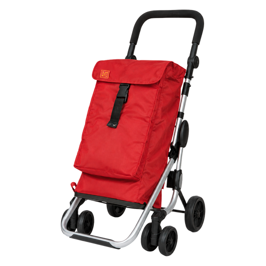 Carro de compra de 4 ruedas Go Up rojo Ambit plegable.